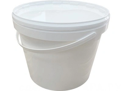 Ведро 11,3л круглое, с пластиковой ручкой, с белой крышкой, код: 36285