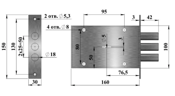 Герион "Стилет  5 кл., 3 ригеля Замок врезной (10)