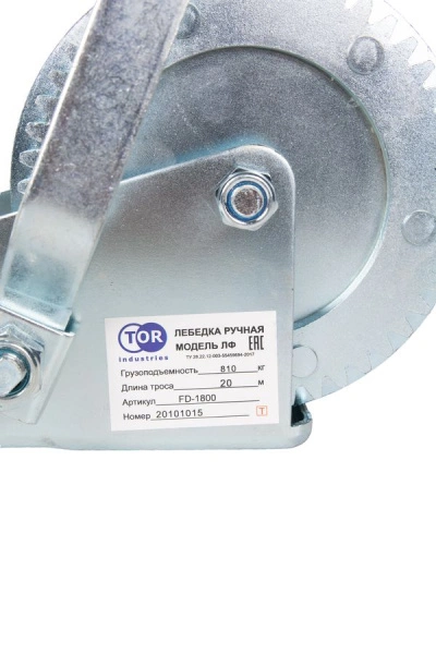 Лебедка ручная TOR ЛФ-1800 (FD) г/п 0,7 т длина троса 20 м