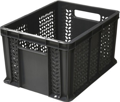 Ящик перфорированный 400×300×230, арт.: 703.01.01, объём 21.6, чёрный, код: 19449