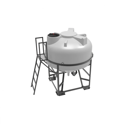 Емкость ЦКТ 3000 л с патрубком 110мм под плотность до 1,5 г/см³ белая в обрешетке с лестницей