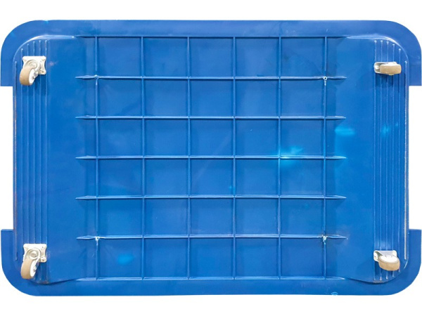 Пластиковый ящик 710х500х455 на колёсах, синий, код:25753